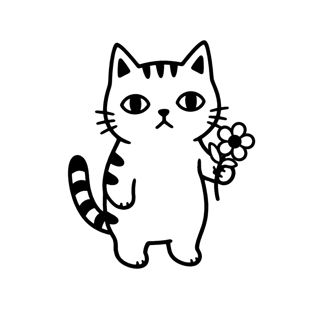 A naive cat holding a tiny knife