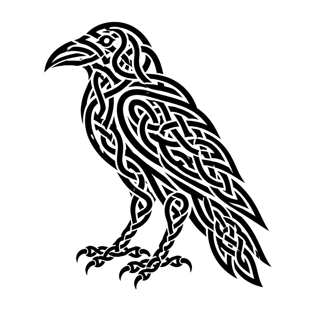 A raven formed entirely from knotwork