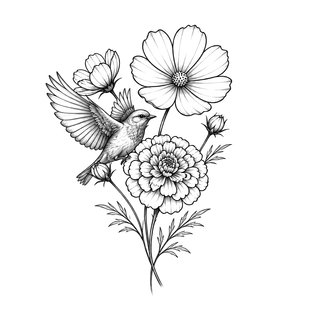 Ich brauche bitte ein Erinnerungs tattoo für meine Mutter. 
Geburtsblume: Ringelblume und die Cosmea (auch Schmuckkörbchen genannt).

Ein Anfänger wird das tattoo stechen