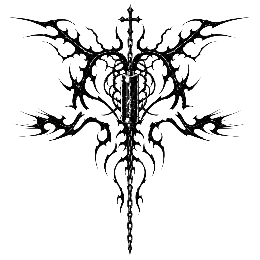 Design me a tattoo for my back that goes from shoulder blade to shoulder blade and these down into the spine with a chain hanging, and a battery powering the tattoo