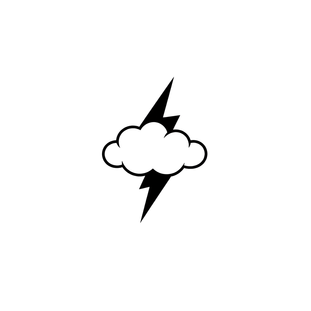 A tiny lightning bolt behind a small cloud