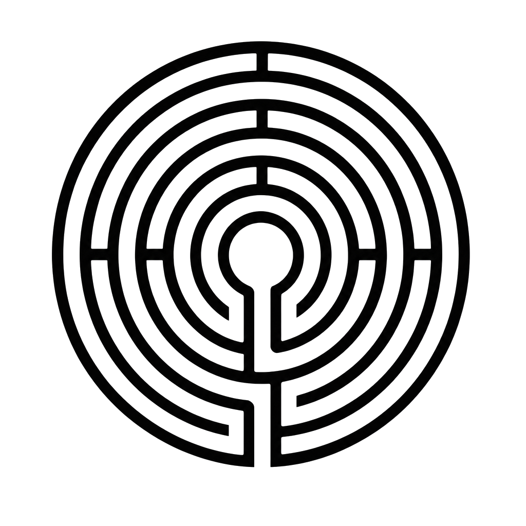 A labyrinth of concentric paths with a single entrance