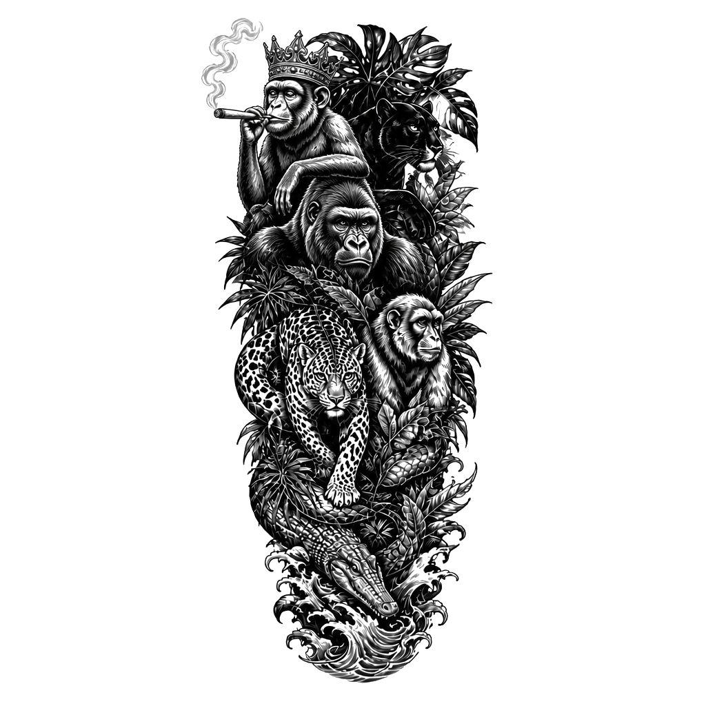 Jungle with snakes and other animals for forearm