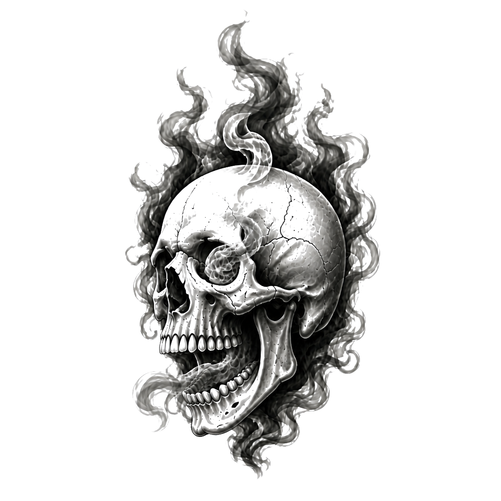 a skull with smoke coming out of it