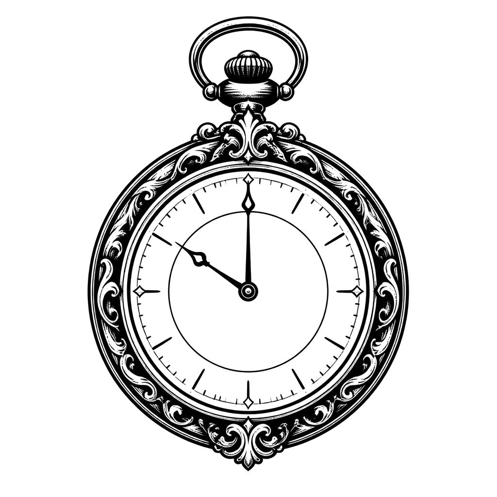 A pocket watch stopped at one meaningful minute