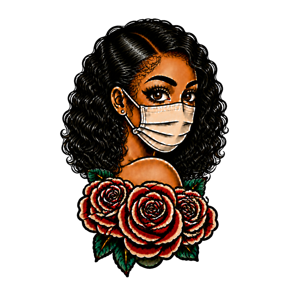 Women wearing a mask