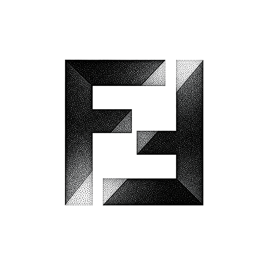 Fendi’s interlocking double-F logo, cleanly centered with balanced negative space.
