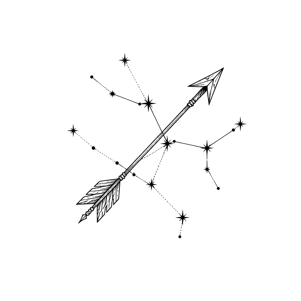 The Sagittarius zodiac arrow crossing a constellation line