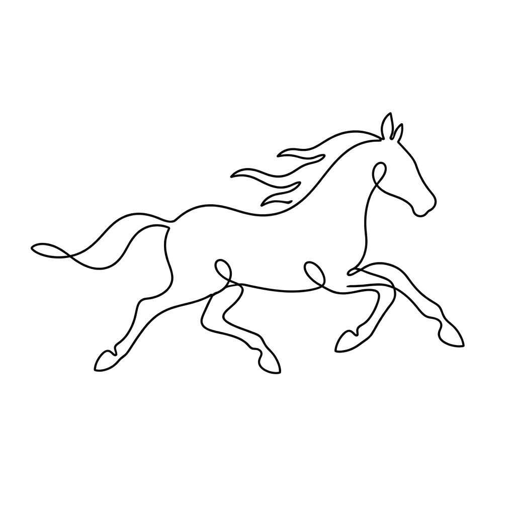 A horse galloping in one continuous line