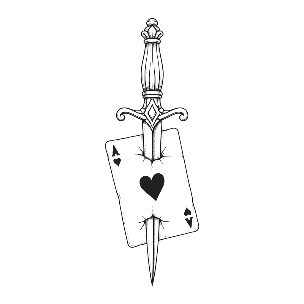 A dagger through the ace of hearts