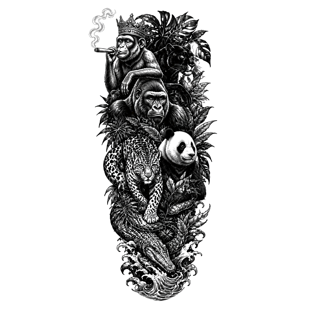 Jungle with snakes and other animals for forearm