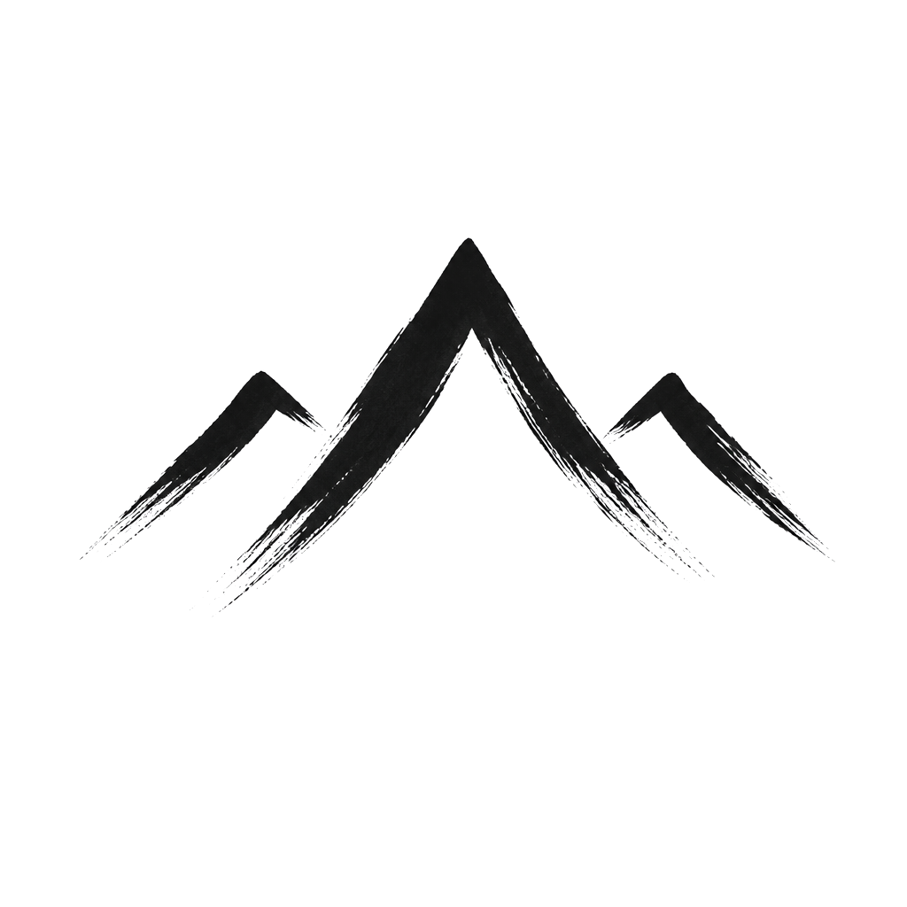 A mountain range reduced to three brushstrokes