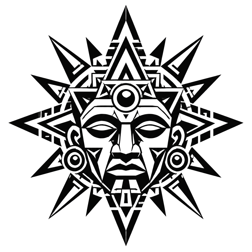 A sun god mask folded into clean triangles