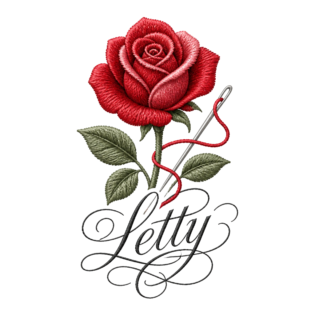 My mom loved to sew. She passed away and I want to make an embroidered looking tattoo of a rose with her name Letty on it somehow