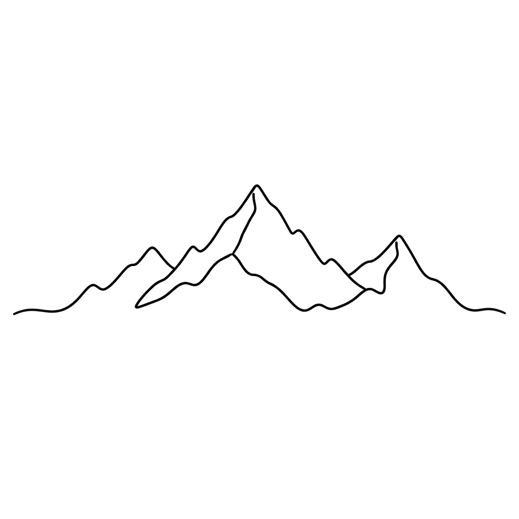 A mountain range traced in one unbroken line