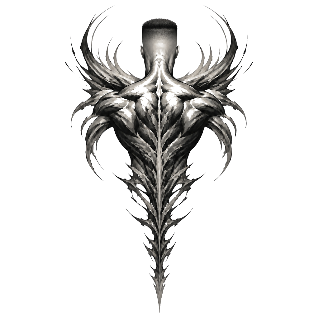Want a tattoo that covers upper portion on my back down into the spine something showing strength