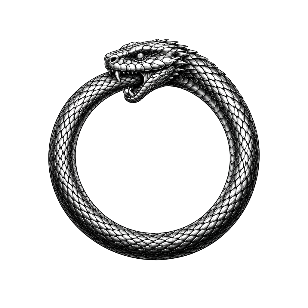 Ouroboros tattoo that would look good on the forearm of a male.