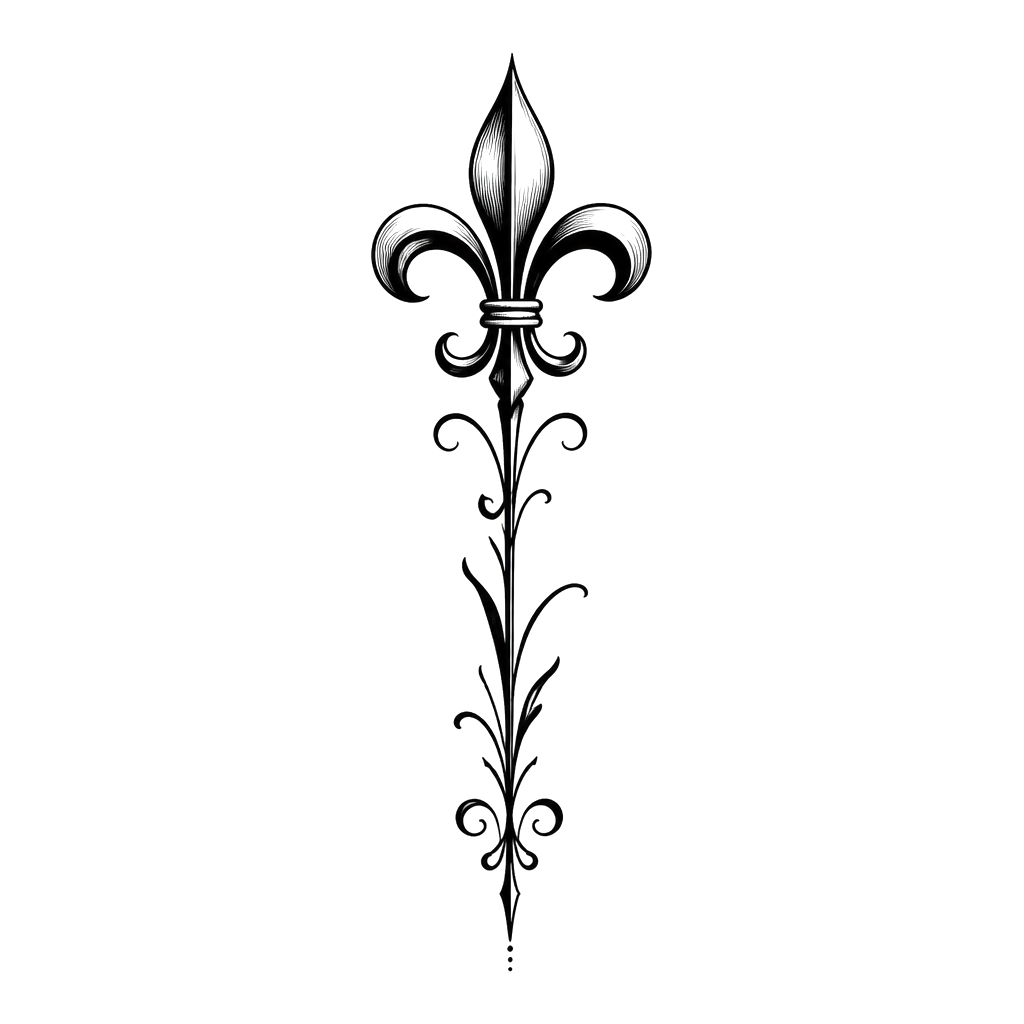 Fleur de lys avec la tige assez longue + citation en anglais