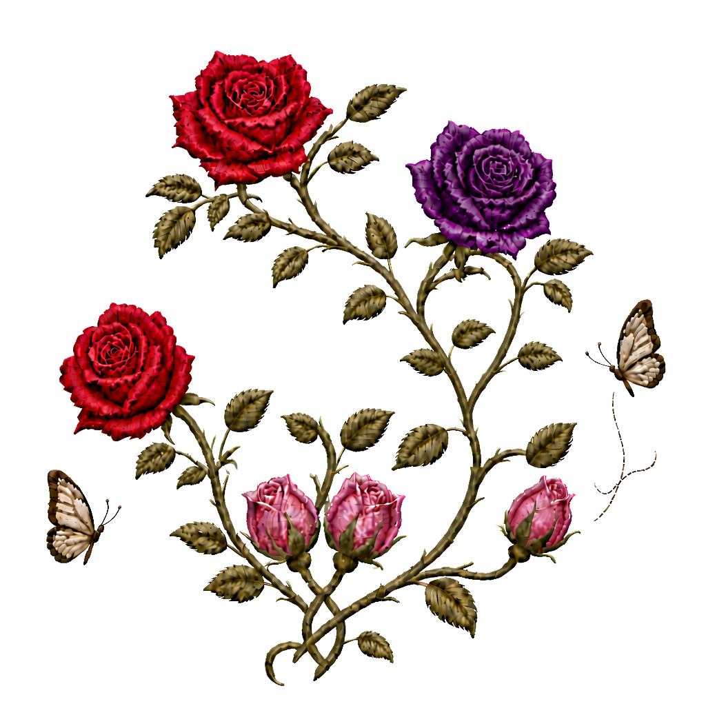 Buchstaben F und D ineinandergeschlungen. Mit 3 offenen Rosen (Bryan, Amy,Lucas) und 2 zusammenverbundene geschlossene Rosen ( (13.10.2011) mit 2 wegfliegenden Schmetterlingen sowie 1 geschlossene Rose (04.11.2010) mit 1 wegfliegenden Schmetterling. Es soll alles miteinander verbunden sein