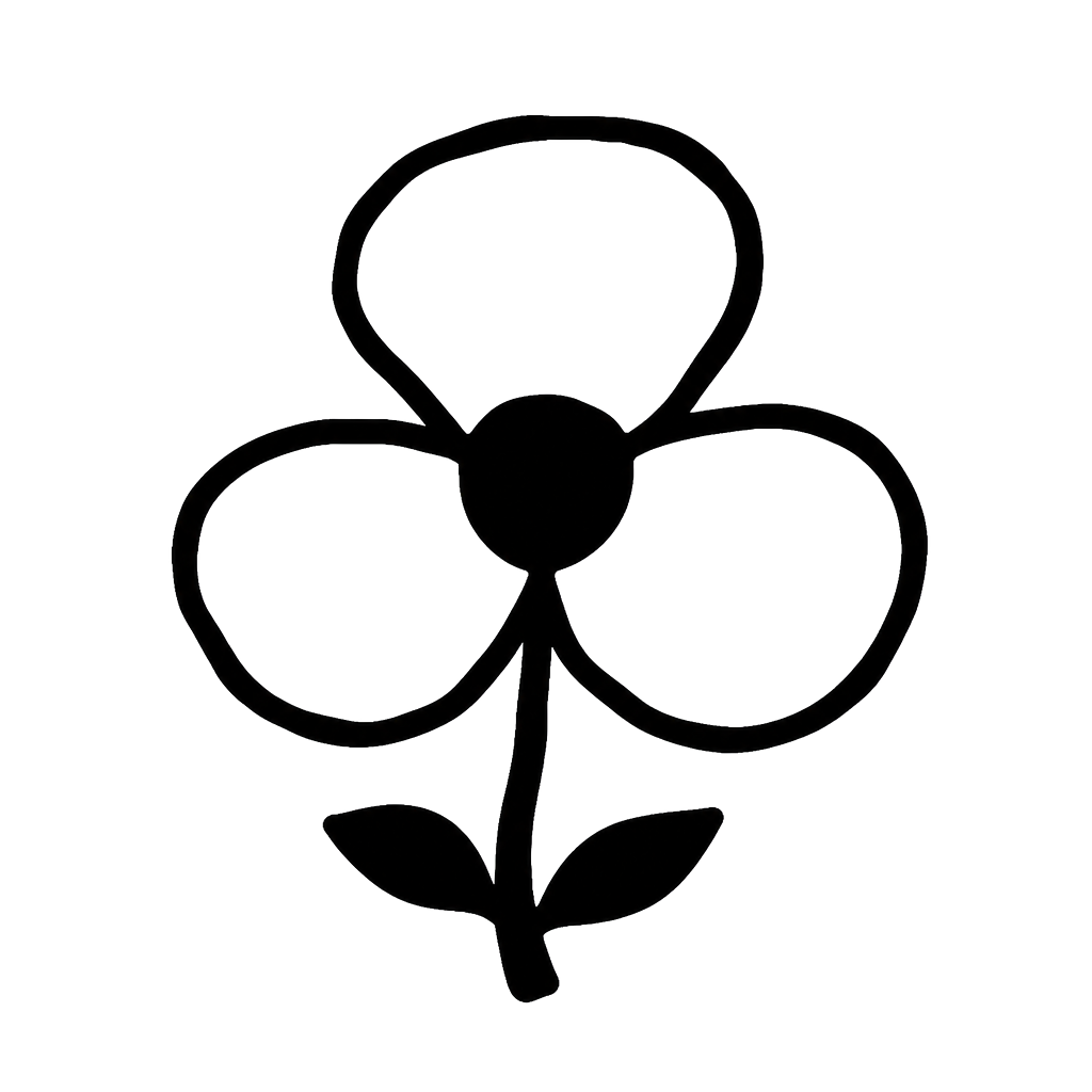 A crude flower with three fat petals
