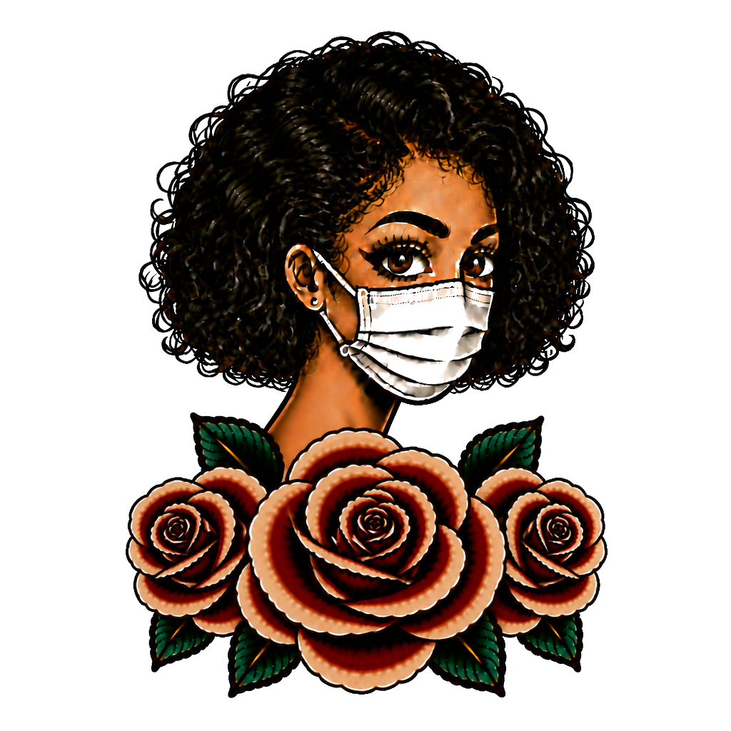 Women wearing a mask