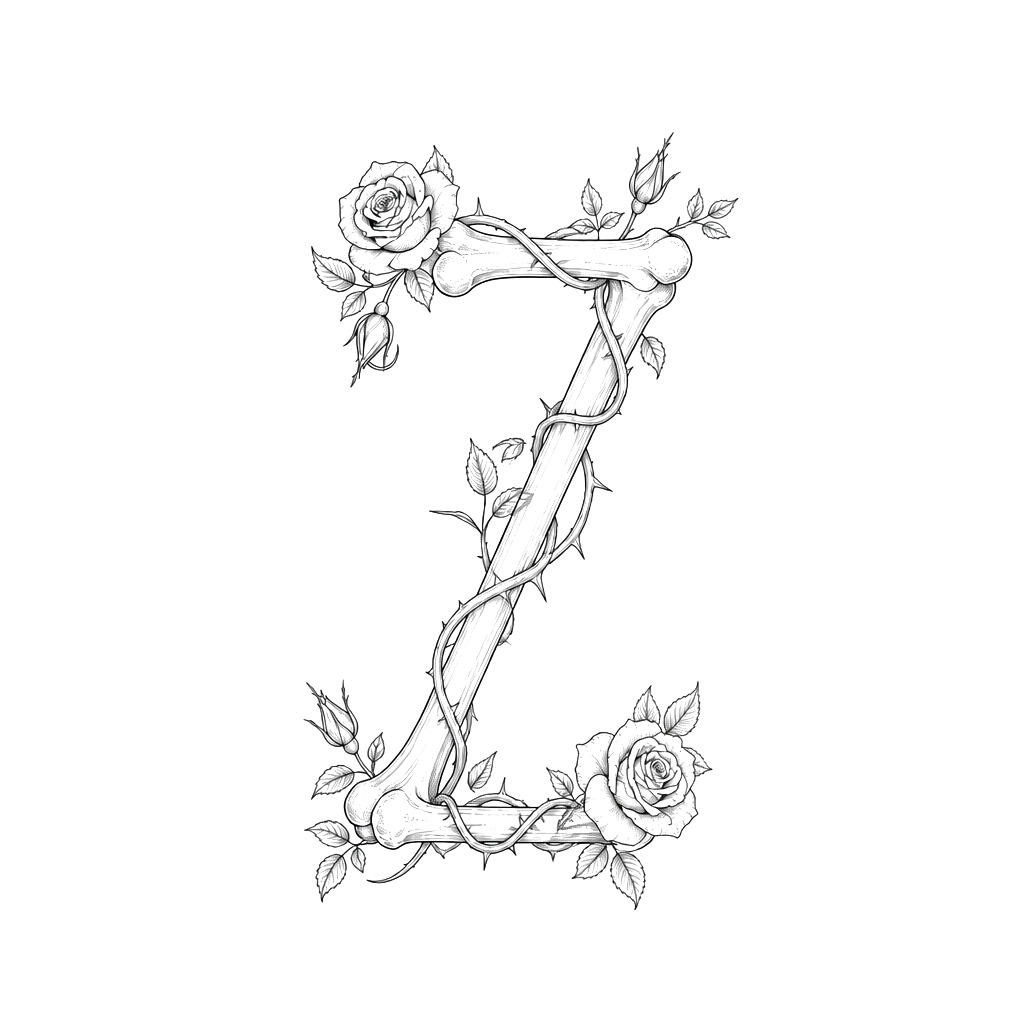 An anatomical ‘z’ shaped wrapped in thorned roses sort of bracelet