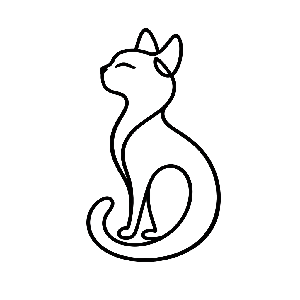 A single line of cat, bold lines, artistic