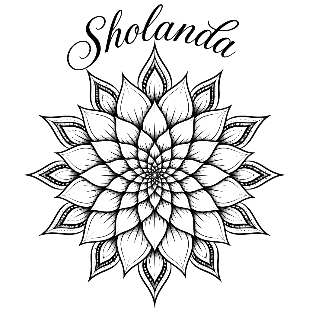 A dahlia mandala with petals tapering into a point
