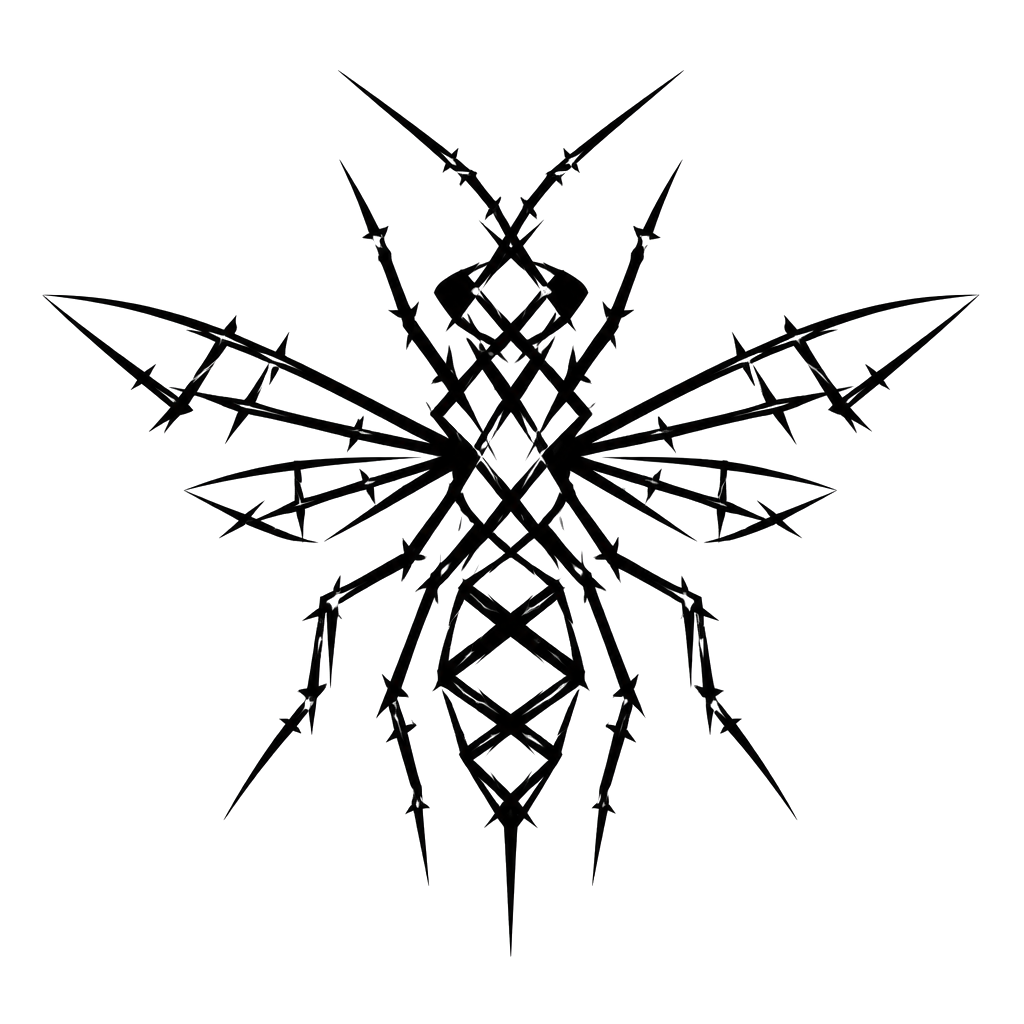 A wasp built from crossed razor spikes