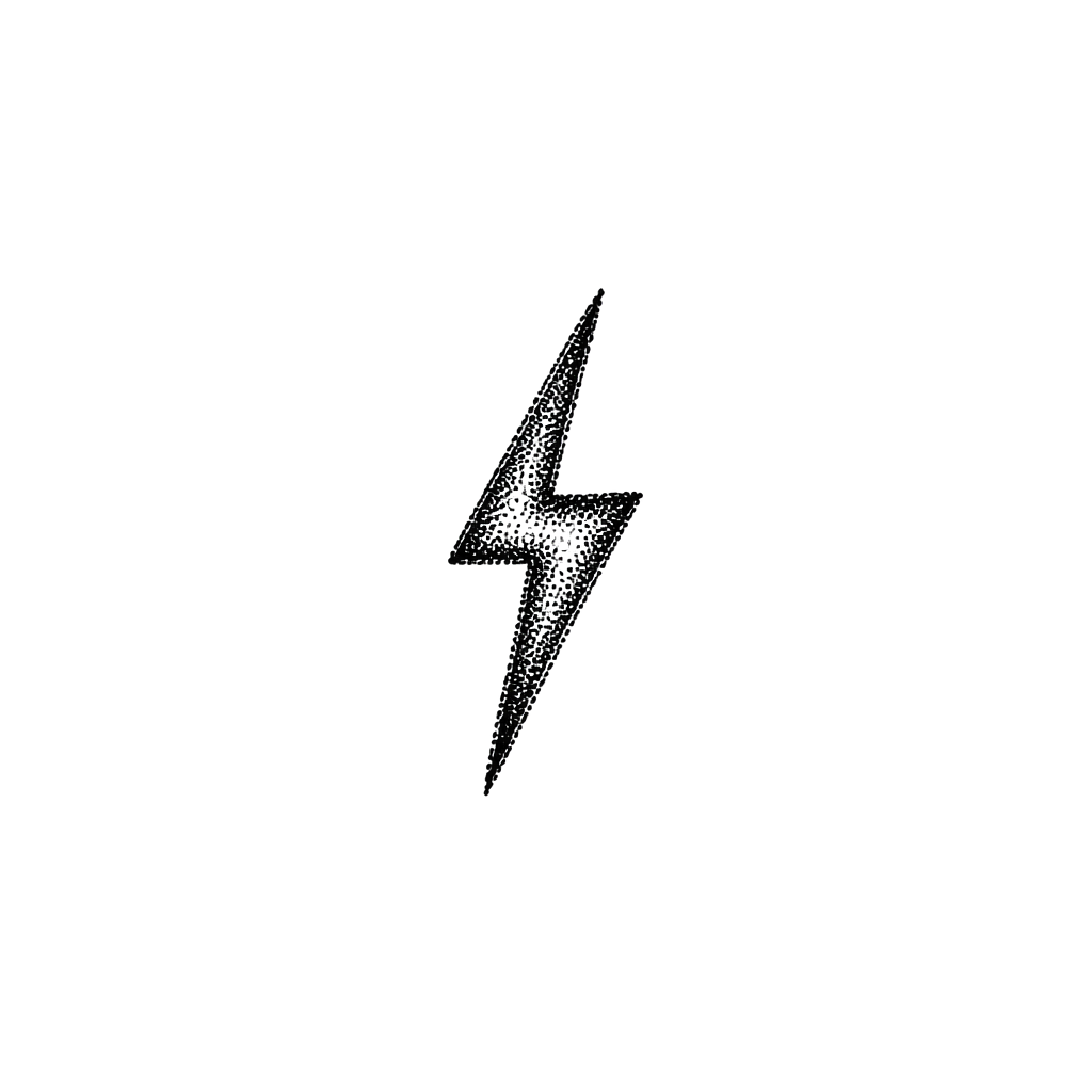 A small hand-poked lightning bolt