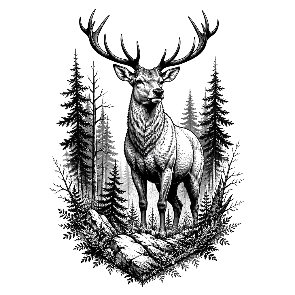 A big deer in the woods