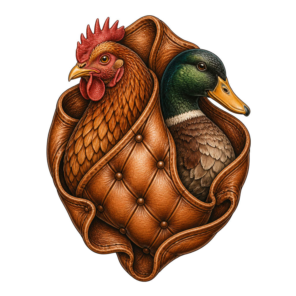 Chicken and duck touled leather