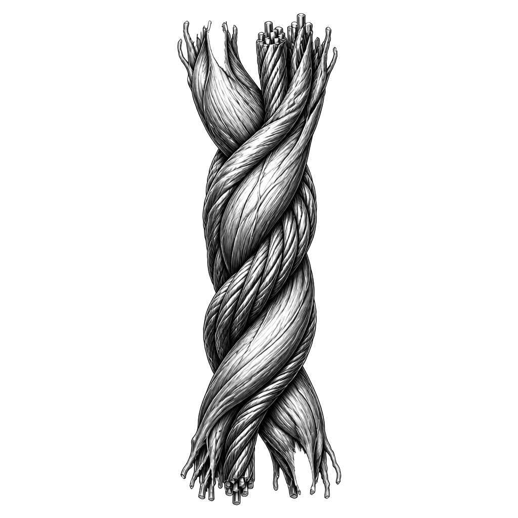 Muscle fiber braided with steel cable