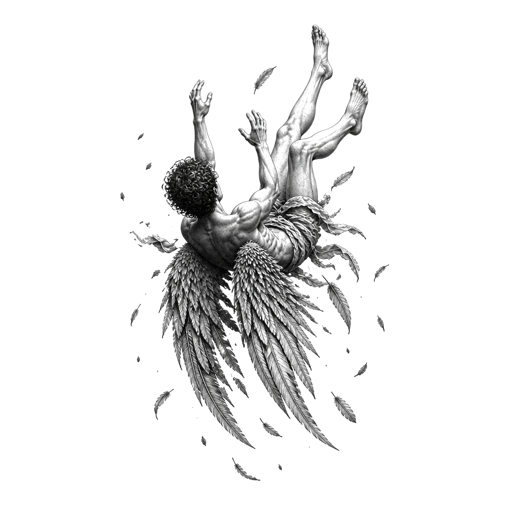 Un ange de style Icarus de la mythologie grecque qui tombe