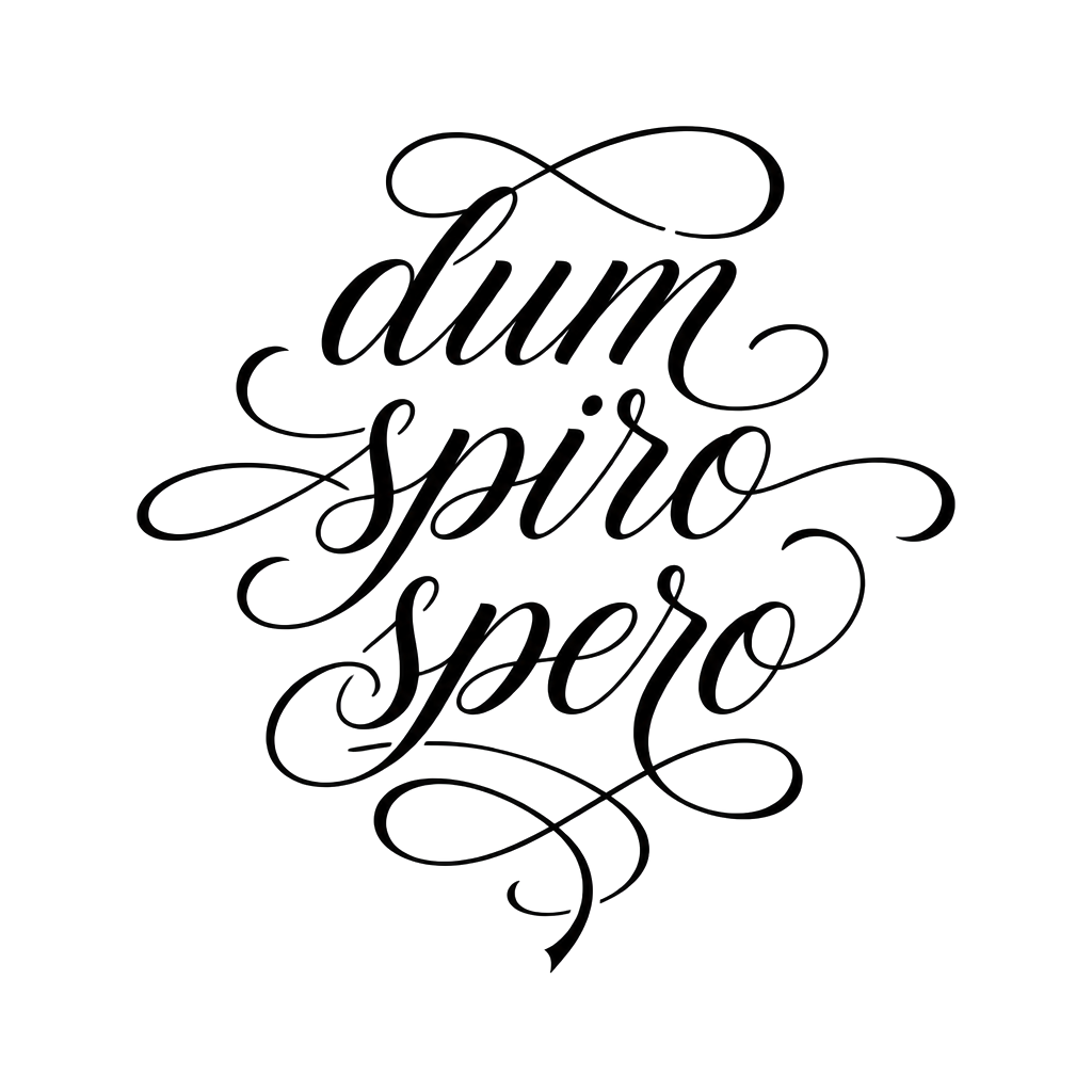 The words "dum spiro spero" in flowing script
