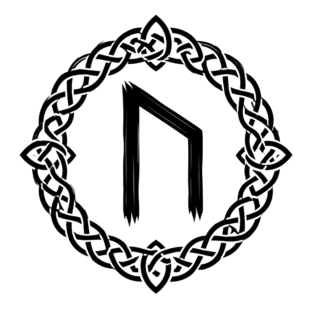 The Uruz ox rune of raw strength framed by a knotwork ring