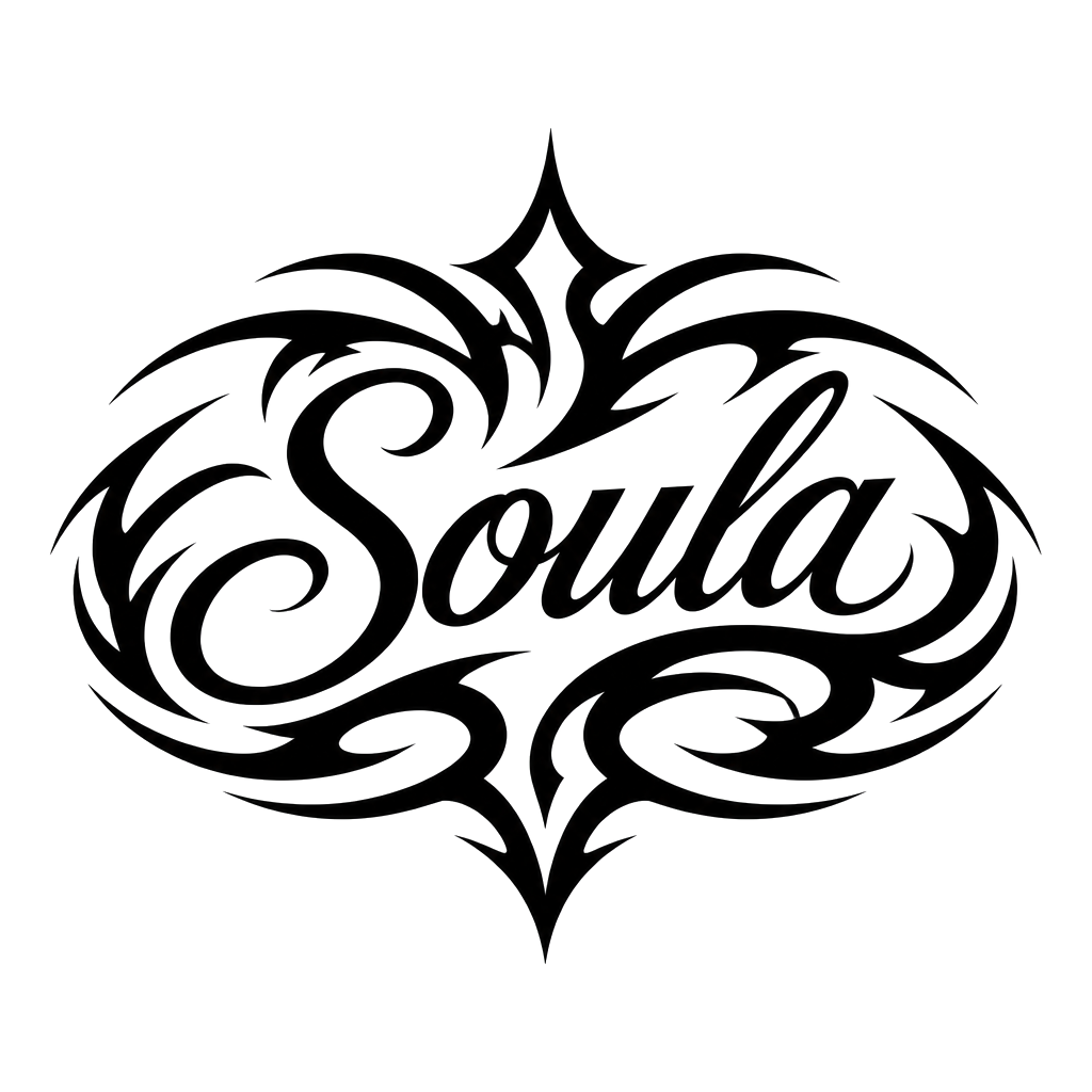 The Name ‘ Soula ‘ with tribal design around it