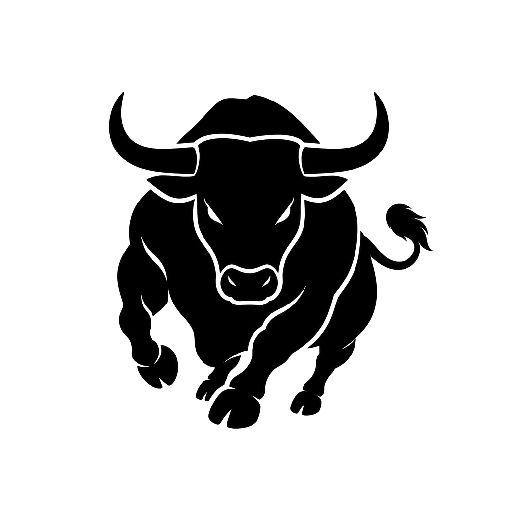 A charging bull cut from solid black