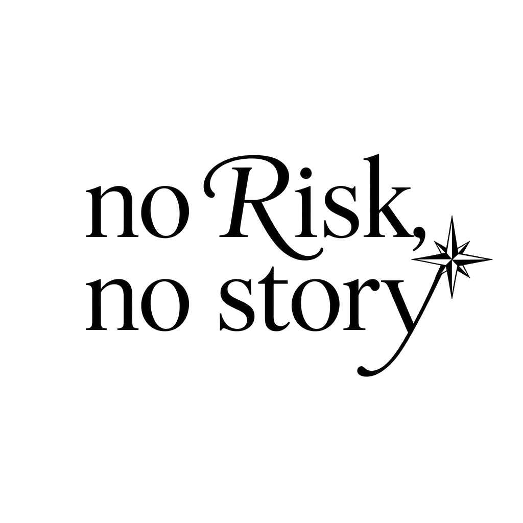 Ein Satz „no Risk, no story.“
Mit einen kleinen Ministern oben rechts neben den y