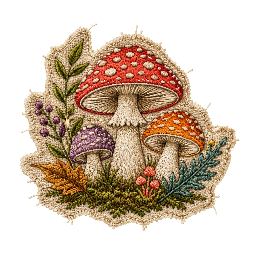 A mushroom patch with frayed edges