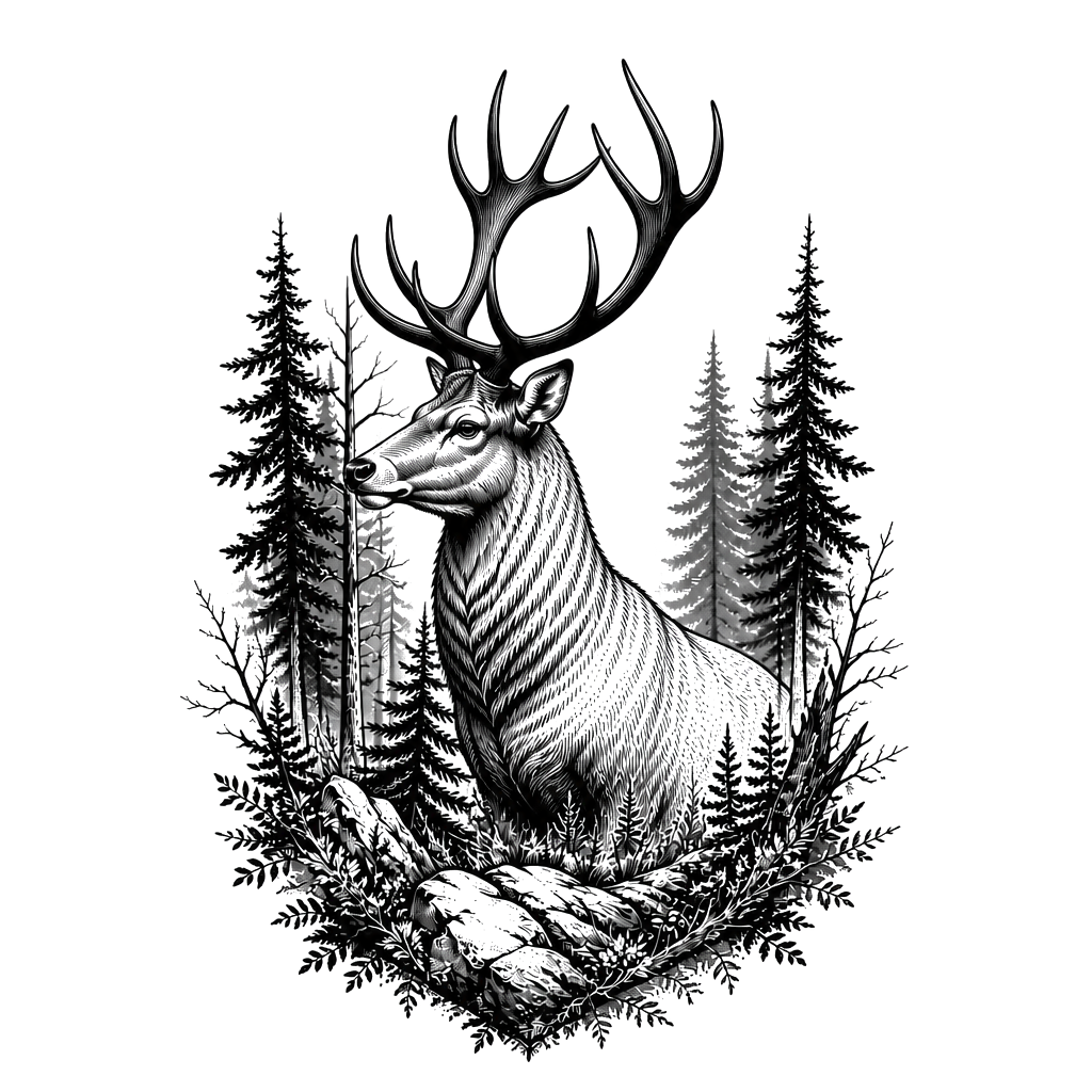 A big deer in the woods