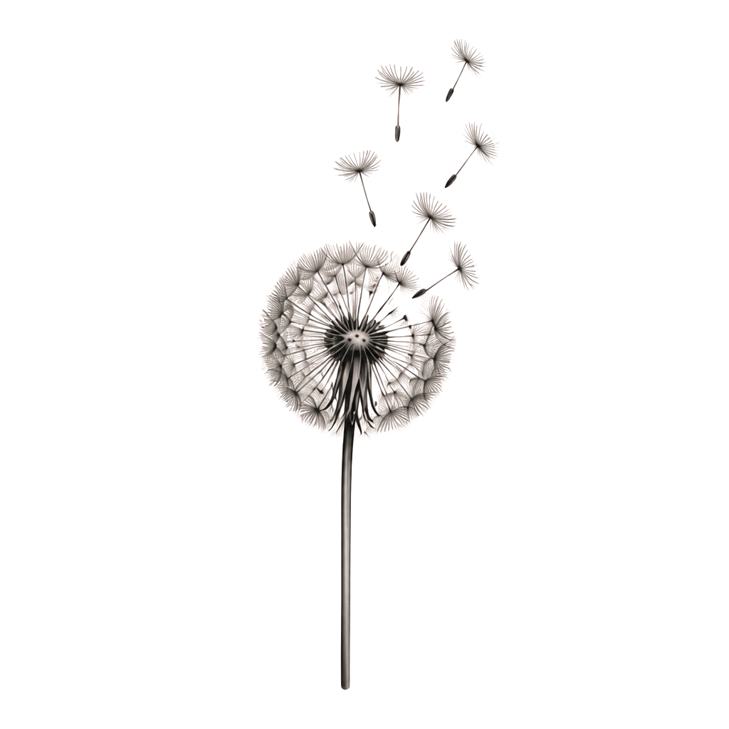 A dandelion tattoo on my forearm and hand