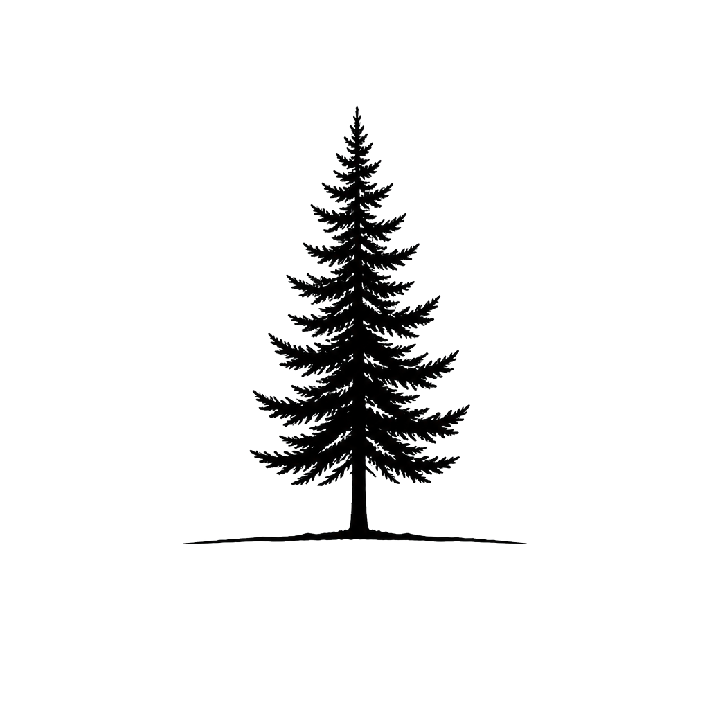A simple pine tree on a thin horizon