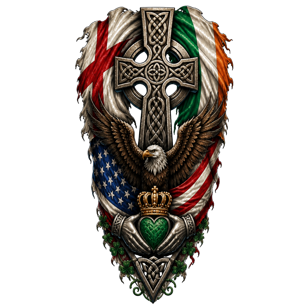 English and Irish tattoo with meaning that also is America