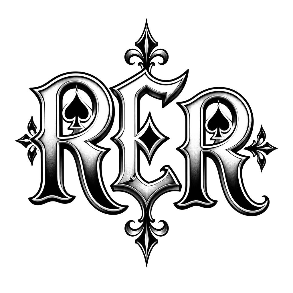 Lettering RE R in poker deck of cards theme font