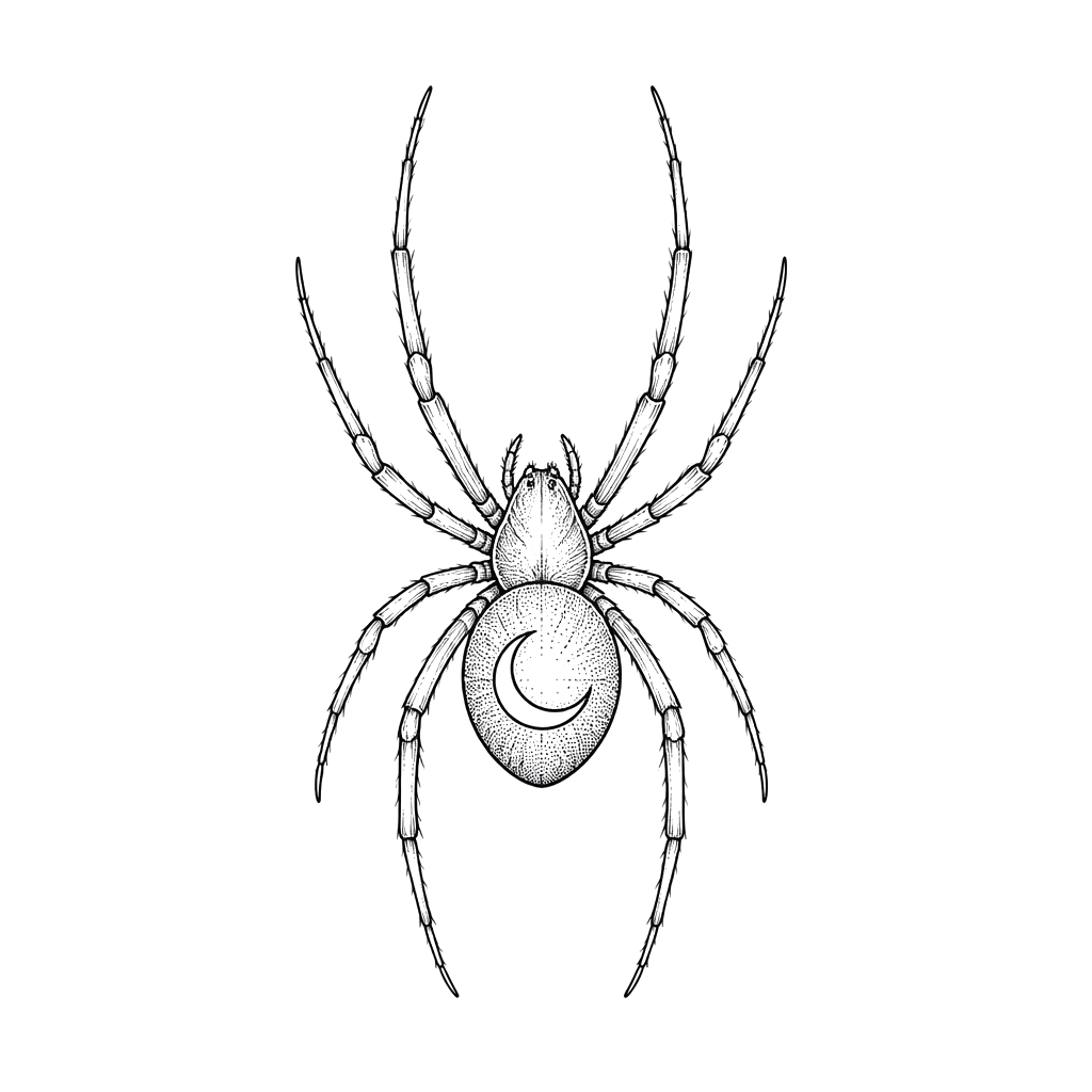 A spider with a crescent moon on its back
