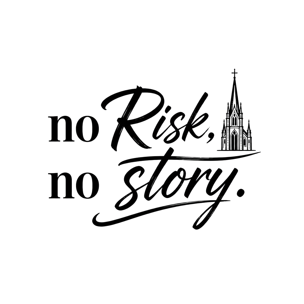 Ein Satz „no Risk, no story.“
Mit einen kleinen Ministern oben rechts neben den y