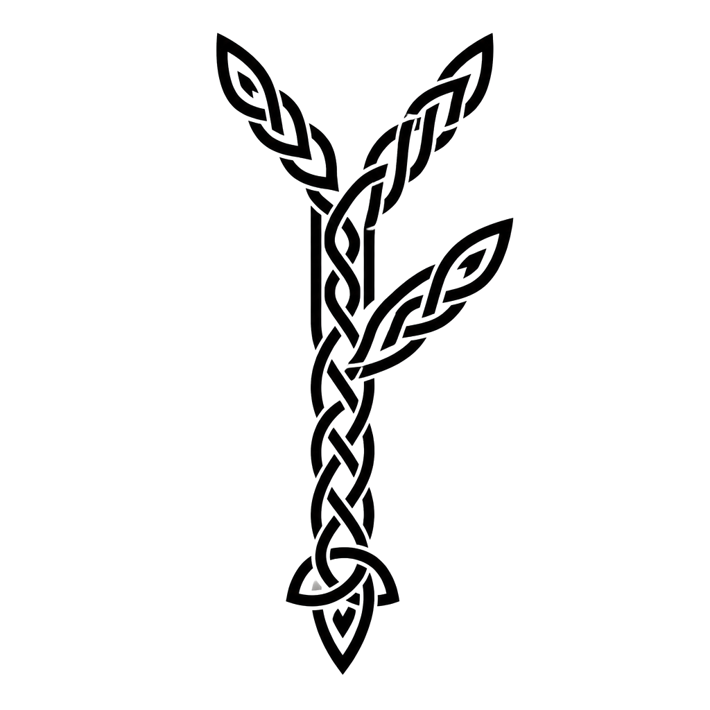 The Fehu rune of wealth crossed with two upward strokes