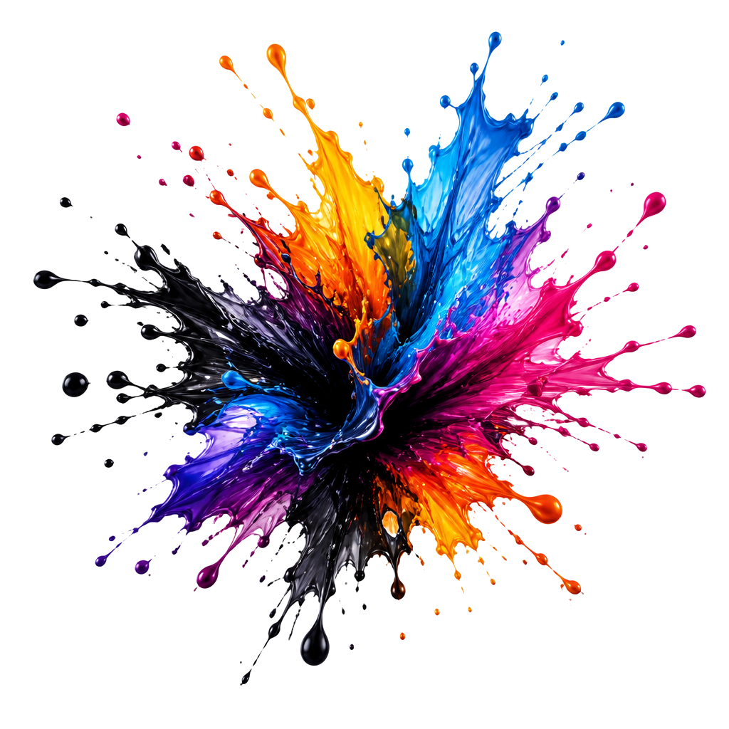 An ink splash frozen mid-explosion