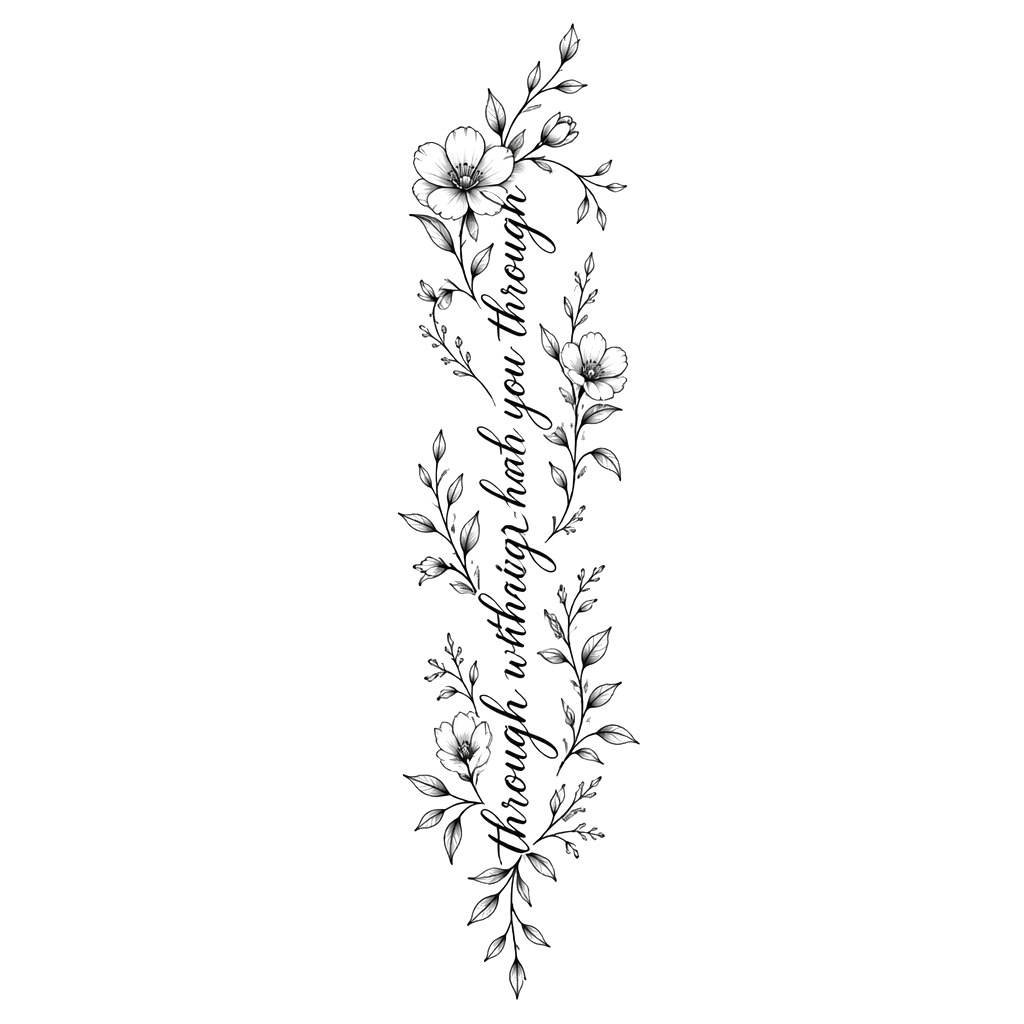 “Grow through what you go through” in one sentence with flowers along forearm